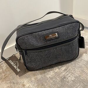 NWT VTG Jordache Dead Stock Navy & Tweed Shoulder Overnight Travel Bag Esquire